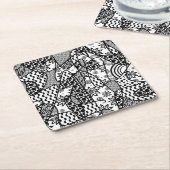 Zwart & Wit Patroon Patchwork 03 Kartonnen Onderzetters (Schuin)