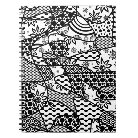 Zwart & Wit Patroon Patchwork 03 Notitieboek (Voorkant)