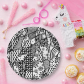 Zwart & Wit Patroon Patchwork 03 Papieren Bordje (Feest)