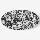 Zwart & Wit Patroon Patchwork 03 Papieren Bordje (Gekanteld)