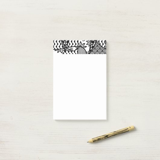 Zwart & Wit Patroon Patchwork 03 Post-it® Notes (Op bureau)