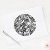 Zwart & Wit Patroon Patchwork 03 Ronde Sticker (Envelop)
