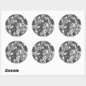 Zwart & Wit Patroon Patchwork 03 Ronde Sticker (Vel)