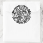 Zwart & Wit Patroon Patchwork 03 Ronde Sticker (Tas)