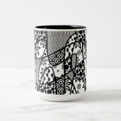 Zwart & Wit Patroon Patchwork 03 Tweekleurige Koffiemok (Center)
