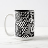 Zwart & Wit Patroon Patchwork 03 Tweekleurige Koffiemok (Links)