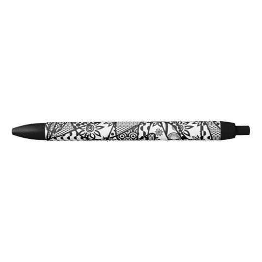 Zwart & Wit Patroon Patchwork 03 Zwarte Inkt Pen (Voorkant)