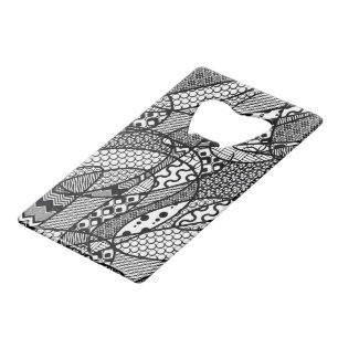 Zwart & Wit Patroon Patchwork 05 Creditkaart Flessenopener