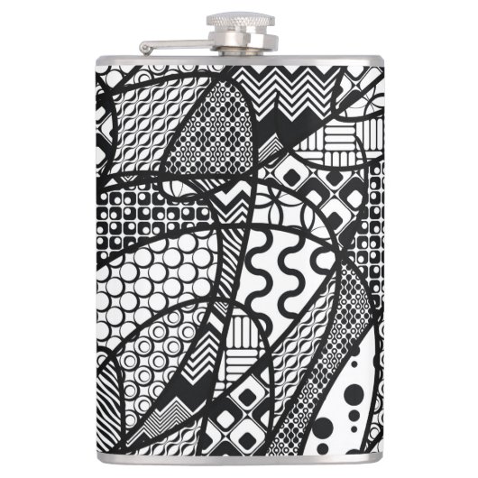Zwart & Wit Patroon Patchwork 05 Heupfles (Voorkant)