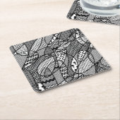Zwart & Wit Patroon Patchwork 05 Kartonnen Onderzetters (Schuin)