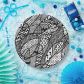 Zwart & Wit Patroon Patchwork 05 Papieren Bordje (Feest)