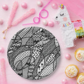 Zwart & Wit Patroon Patchwork 05 Papieren Bordje (Feest)