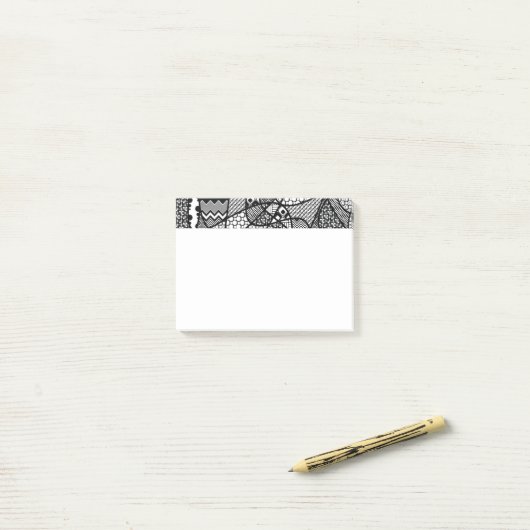 Zwart & Wit Patroon Patchwork 05 Post-it® Notes (Op bureau)