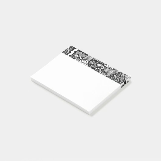 Zwart & Wit Patroon Patchwork 05 Post-it® Notes (Schuin)