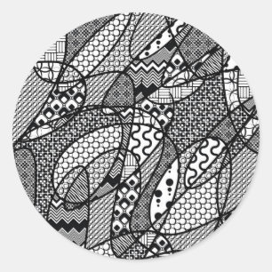 Zwart & Wit Patroon Patchwork 05 Ronde Sticker
