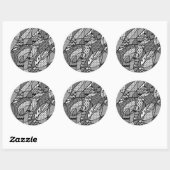 Zwart & Wit Patroon Patchwork 05 Ronde Sticker (Vel)