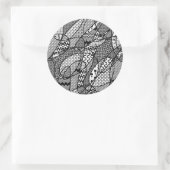 Zwart & Wit Patroon Patchwork 05 Ronde Sticker (Tas)