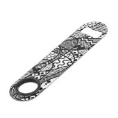Zwart & Wit Patroon Patchwork 05 Speed Flessenopener (Achterkant Gekanteld)