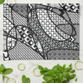 Zwart & Wit Patroon Patchwork 05 Theedoek (Gevouwen)