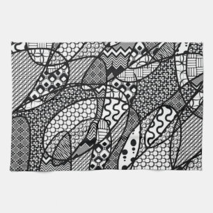 Zwart & Wit Patroon Patchwork 05 Theedoek