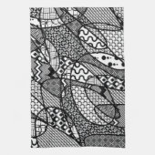 Zwart & Wit Patroon Patchwork 05 Theedoek (Verticaal)
