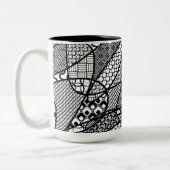 Zwart & Wit Patroon Patchwork 05 Tweekleurige Koffiemok (Links)