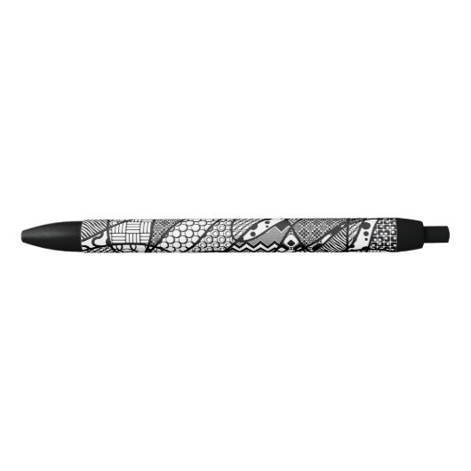 Zwart & Wit Patroon Patchwork 05 Zwarte Inkt Pen (Voorkant)