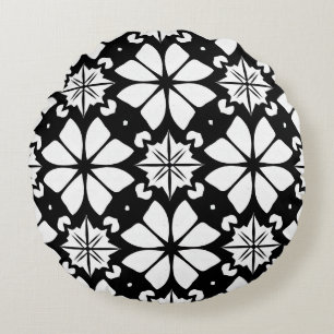 Zwart-wit patroon rond kussen