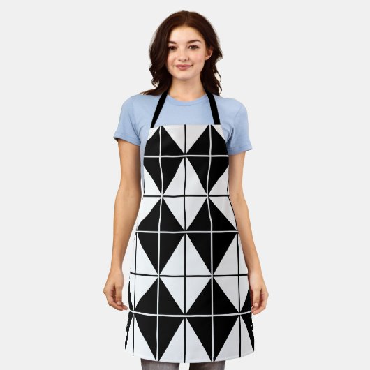 Zwart-wit patroon schort (Gedragen)
