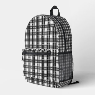 Zwart-wit patroon Tartan geometrie geruit Bedrukte Rugzak