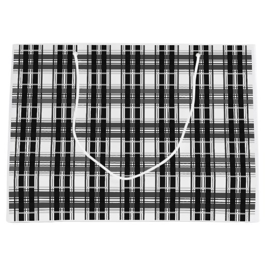 Zwart-wit patroon Tartan geometrie geruit Groot Cadeauzakje (Voorkant)