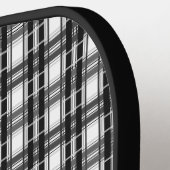 Zwart-wit patroon Tartan geometrie geruit Pickleball Paddle (Links Detail)