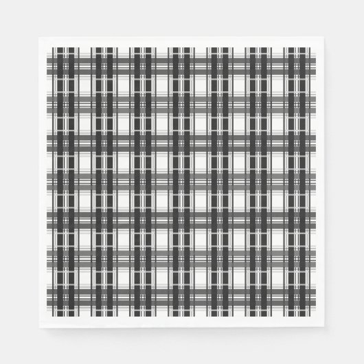 Zwart-wit patroon Tartan geometrie geruit Servet (Voorkant)