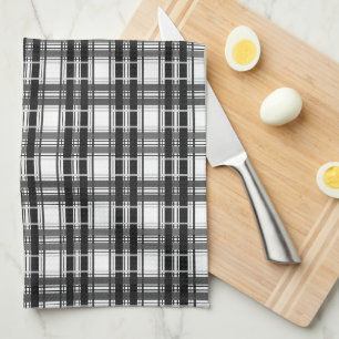 Zwart-wit patroon Tartan geometrie geruit Theedoek
