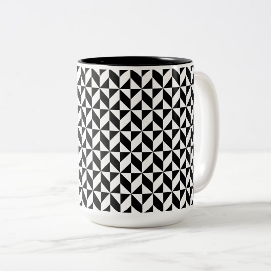 Zwart-wit patroon tweekleurige koffiemok (Voorkant rechts)