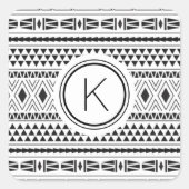 Zwart wit patroon vierkante sticker (Voorkant)