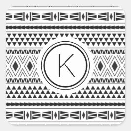 Zwart wit patroon vierkante sticker