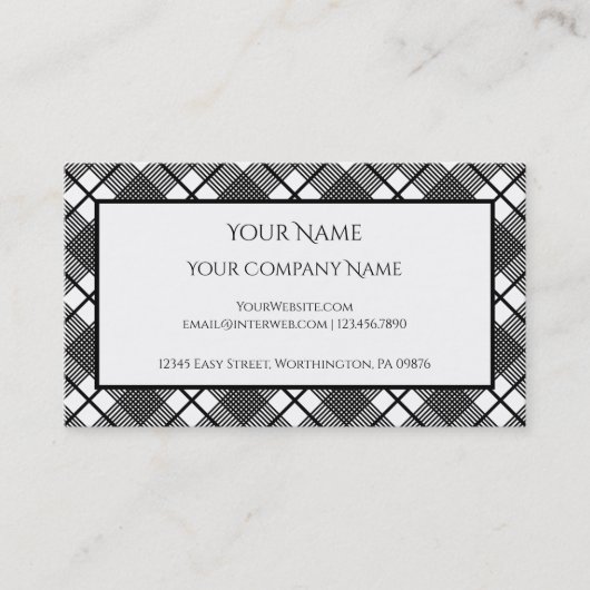 Zwart-wit patroonbewerkbaar visitekaartje (Voorkant)