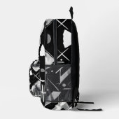 Zwart Wit Patrooninkt Waterverf Art Brushstroke Bedrukte Rugzak (Rechts)