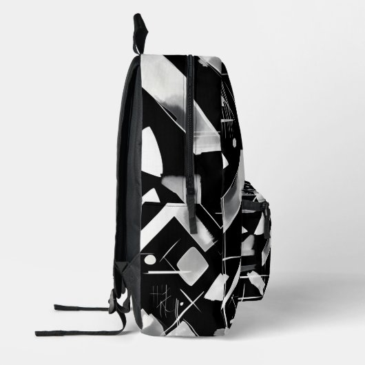 Zwart Wit Patrooninkt Waterverf Art Brushstroke Bedrukte Rugzak (Links)