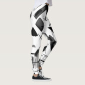 Zwart Wit Patrooninkt Waterverf Art Brushstroke Leggings (Rechts)