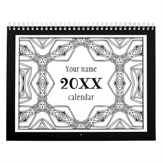 Zwart-wit Patroonkleurboek Kalender (Hoes)