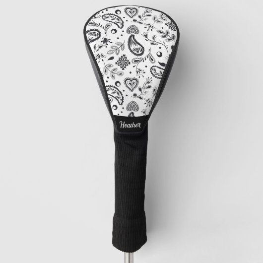 Zwart-wit patroonpatroon golfheadcover (Voorkant)