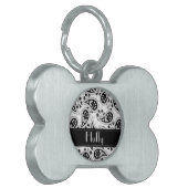 Zwart-wit patroonpatroon huisdieren naamplaatje (Voorkant Links)