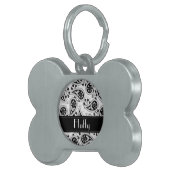 Zwart-wit patroonpatroon huisdieren naamplaatje (Voorkant Rechts)