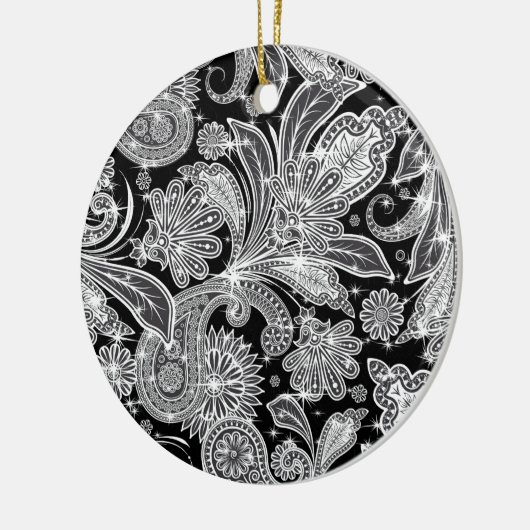 Zwart-wit patroonpatroon keramisch ornament (Links)