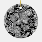 Zwart-wit patroonpatroon keramisch ornament (Achterkant)