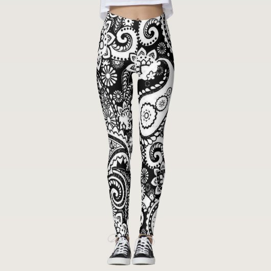Zwart-wit patroonpatroon leggings (Voorkant)