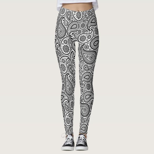Zwart-wit patroonpatroon leggings (Voorkant)