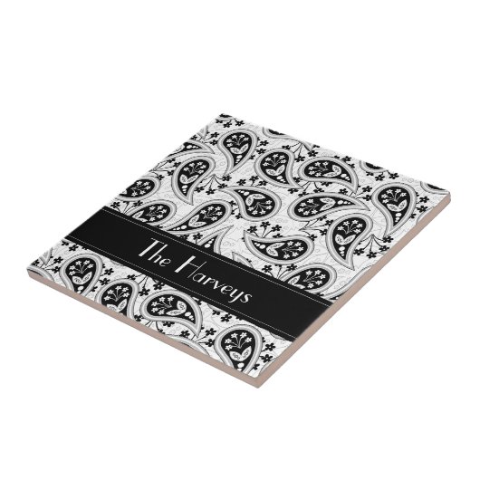 Zwart-wit patroonpatroon tegeltje (Zijkant)